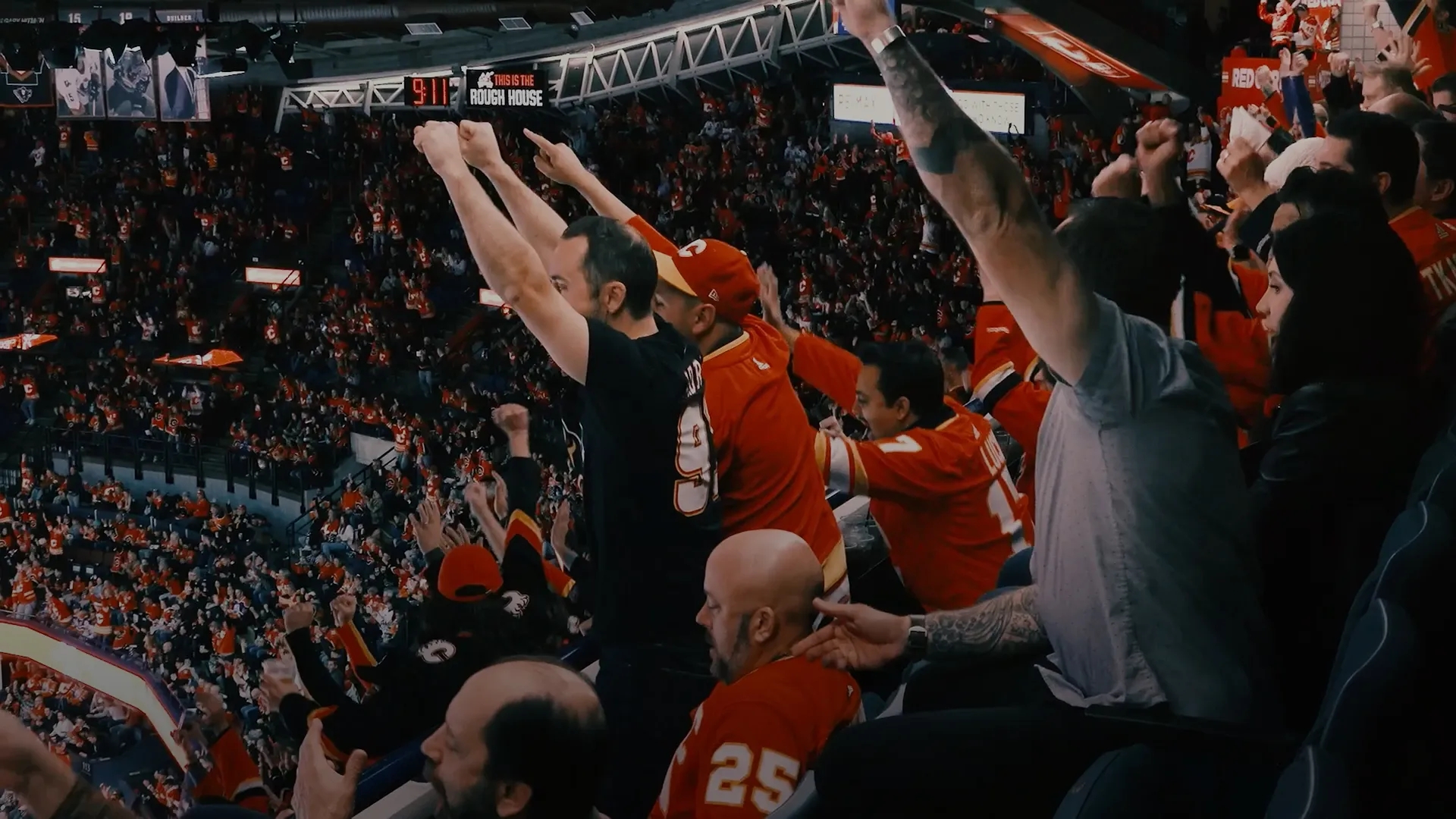 fans cheering in stadium